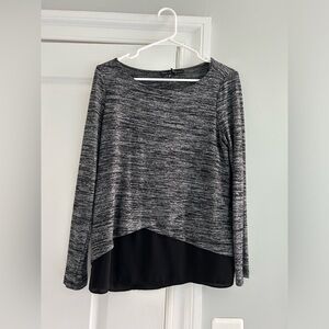White House Black Market - Black and Gray Marled Blouse